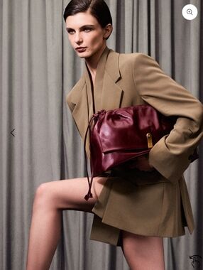 Arezzo Nicole Leather Pouch Crossbody Bag Women Wine Berry Red Gold Hardware NWT